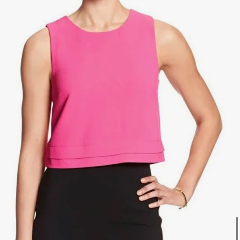 Hot pink cropped sleeveless blouse